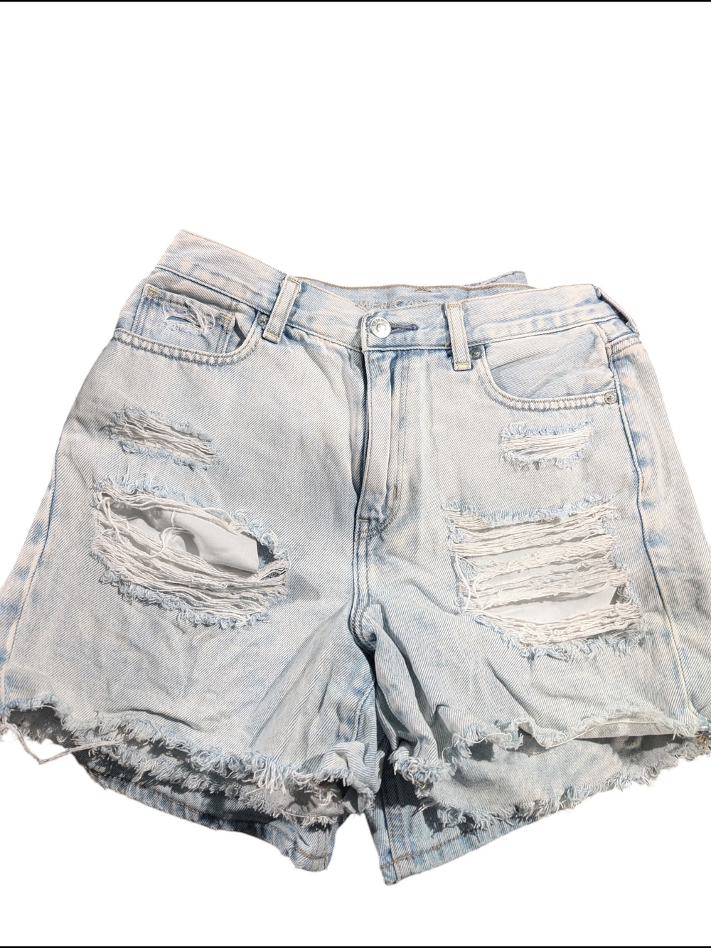 American Eagle Outfitters Light Blue Distressed Denim Shorts